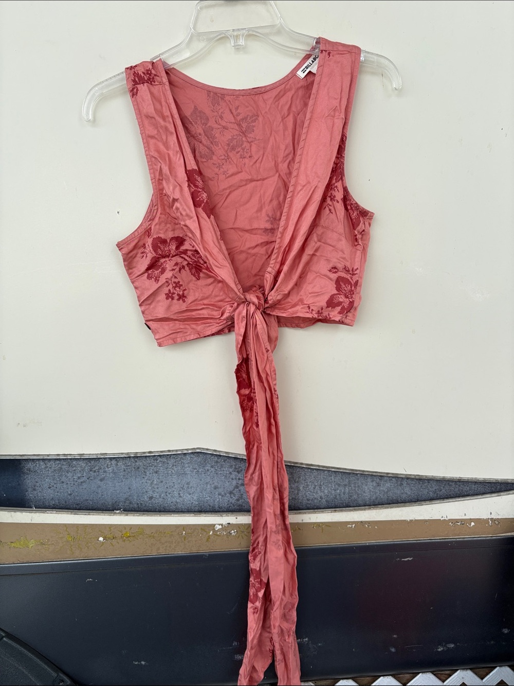 Billabong Rose Pink Floral Tie-Front Crop Top